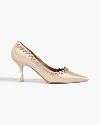 Malone Souliers Gael 70 crystal-embellished satin pumps - Metallic Metallic