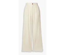 Hali crinkled bamboo and silk-blend wide-leg pants - White