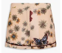 Floral-print silk crepe de chine shorts - Neutral