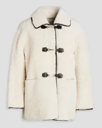 Maje Leather-trimmed shearling coat - White White