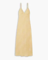 RIXO Palermo zebra-print linen-blend midi dress - Yellow Yellow