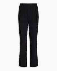 Giorgio Armani Pleated washed cupro and jacquard pants - Black Black