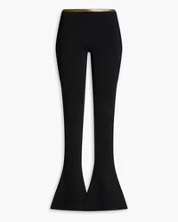 Balmain Metallic-trimmed stretch-knit flared pants - Black Black