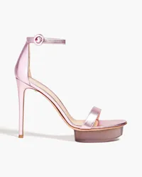 Gianvito Rossi Metallic leather platform sandals - Pink Pink