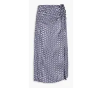 Sapin ruched printed twill midi skirt - Blue