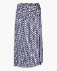 Claudie Pierlot Ruched printed twill midi skirt - Blue Blue