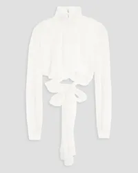 Alberta Ferretti Lace-trimmed silk-georgette blouse - White White