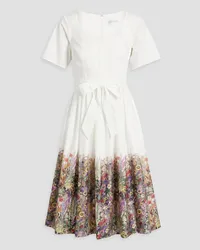 Mikael Aghal Floral-print cotton-blend poplin midi dress - White White