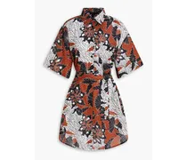 Printed cotton-poplin mini shirt dress - Multicolor