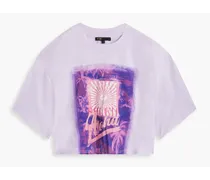 Cropped printed cotton T-shirt - Purple