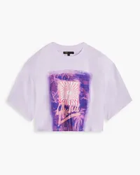 Maje Cropped printed cotton T-shirt - Purple Purple