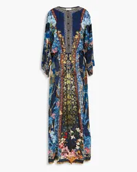 Camilla Crystal-embellished floral-print silk crepe de chine maxi dress - Blue Blue