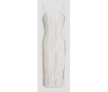 Metallic ribbed-knit dress - White