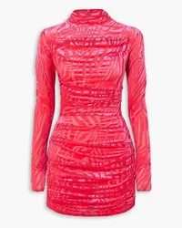 Alex Perry Ruched devoré-velvet mini dress - Pink Pink