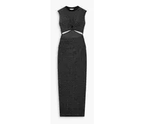 Cutout glittered stretch-jersey maxi dress - Black