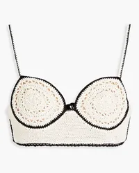 Magda Butrym Two-tone crocheted cotton-blend bra top - Neutral Neutral