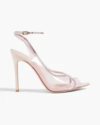 Gianvito Rossi Crystal-embellished suede and PVC pumps - Pink Pink