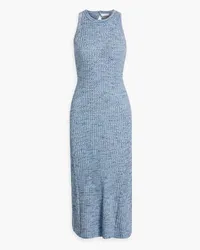 Ganni Marled ribbed merino wool midi dress - Blue Blue