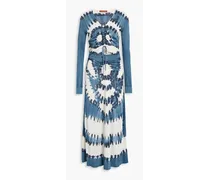 Rilia cutout tie-dyed knitted maxi dress - Blue