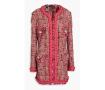 Crystal-embellished metallic wool-blend tweed jacket - Pink