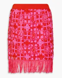 Etro Fringed crochet-knit mini skirt - Red Red