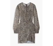 Palmora ruched paisley-print silk-chiffon mini dress - Black