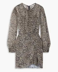 Veronica Beard Palmora ruched paisley-print silk-chiffon mini dress - Black Black