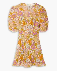 Veronica Beard Solona floral-print silk mini dress - Orange Orange