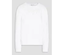 Embellished French cotton-blend terry sweatshirt - White