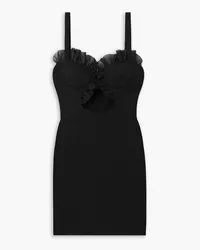 Nensi Dojaka Cutout ruffled chiffon-trimmed crepe mini dress - Black Black