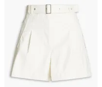Belted faux leather shorts - White