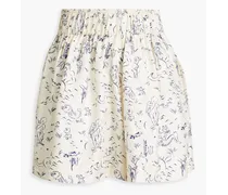Alvin printed silk-twill shorts - White