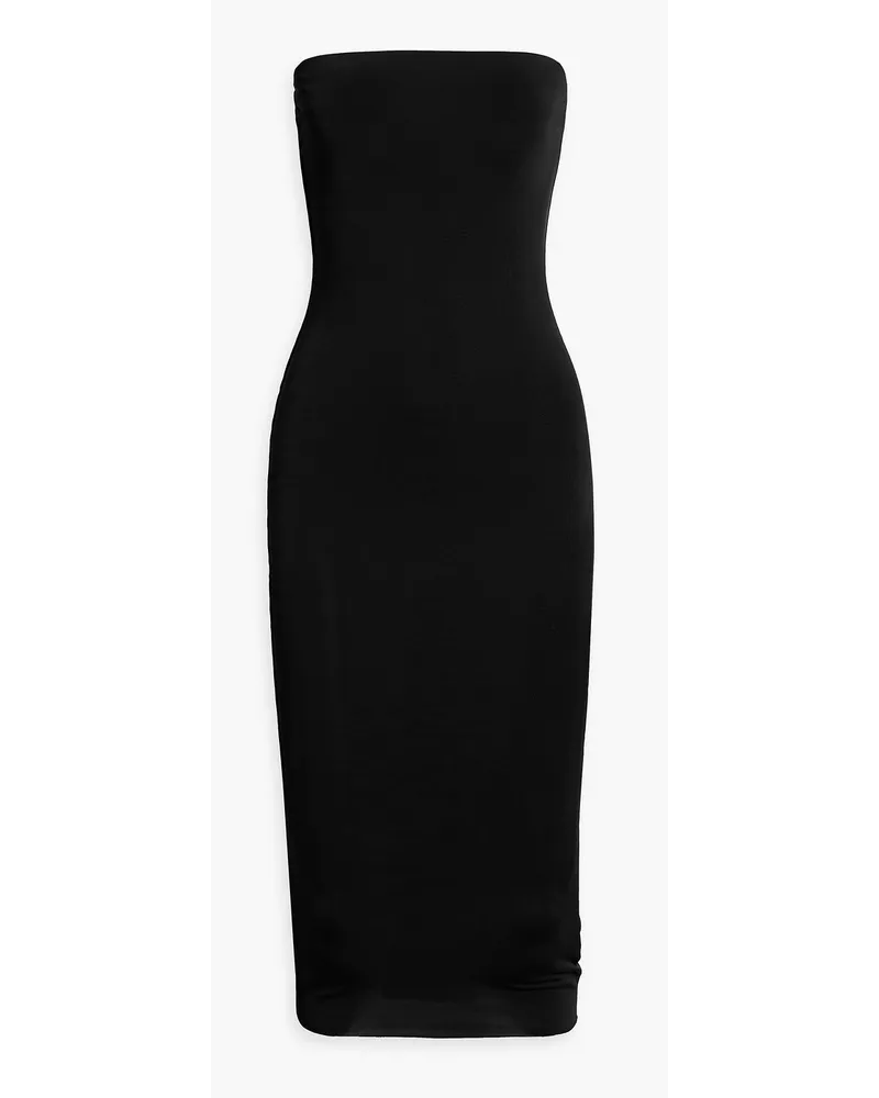 Louisa Ballou Strapless stretch-mesh midi dress - Black Black