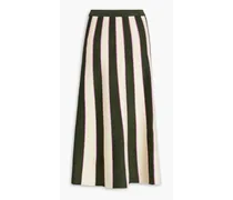 Striped knitted midi skirt - Green
