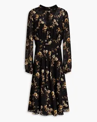 Mikael Aghal Pintucked floral-print fil coupé chiffon dress - Black Black