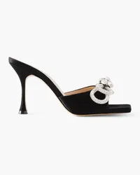 Mach & Mach Double Bow crystal-embellished satin mules - Black Black