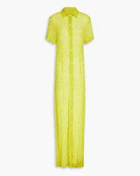 Dries van Noten Silk-blend fil coupé crepon maxi shirt dress - Yellow Yellow