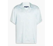 Roberto printed silk-satin shirt - Blue