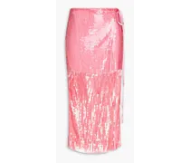Adia sequined tulle midi wrap skirt - Pink