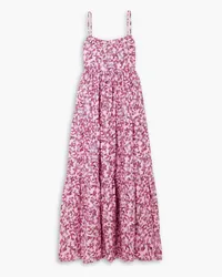 Matteau Tiered floral-print cotton-poplin maxi dress - Pink Pink