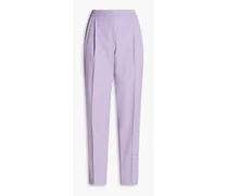 Pleated crepe tapered pants - Purple