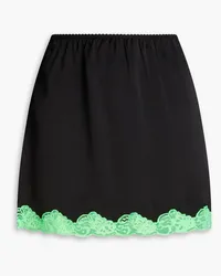 Alexander Wang Fluted lace-trimmed silk-satin mini skirt - Black Black