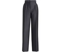 Embellished wool and mohair-blend straight-leg pants - Gray