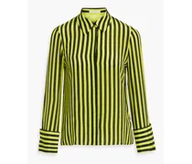Alice Olivia - Willa striped silk-crepe shirt - Green