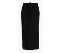Ribbed cashmere midi pencil skirt - Black