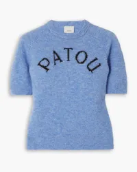 Patou Intarsia alpaca-blend top - Blue Blue