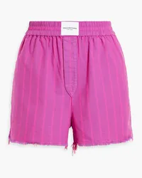 Alexander Wang Frayed striped cotton shorts - Purple Purple