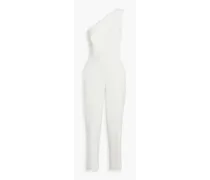One-shoulder wool-blend twill jumpsuit - White
