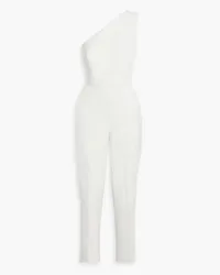 Oscar de la Renta One-shoulder wool-blend twill jumpsuit - White White