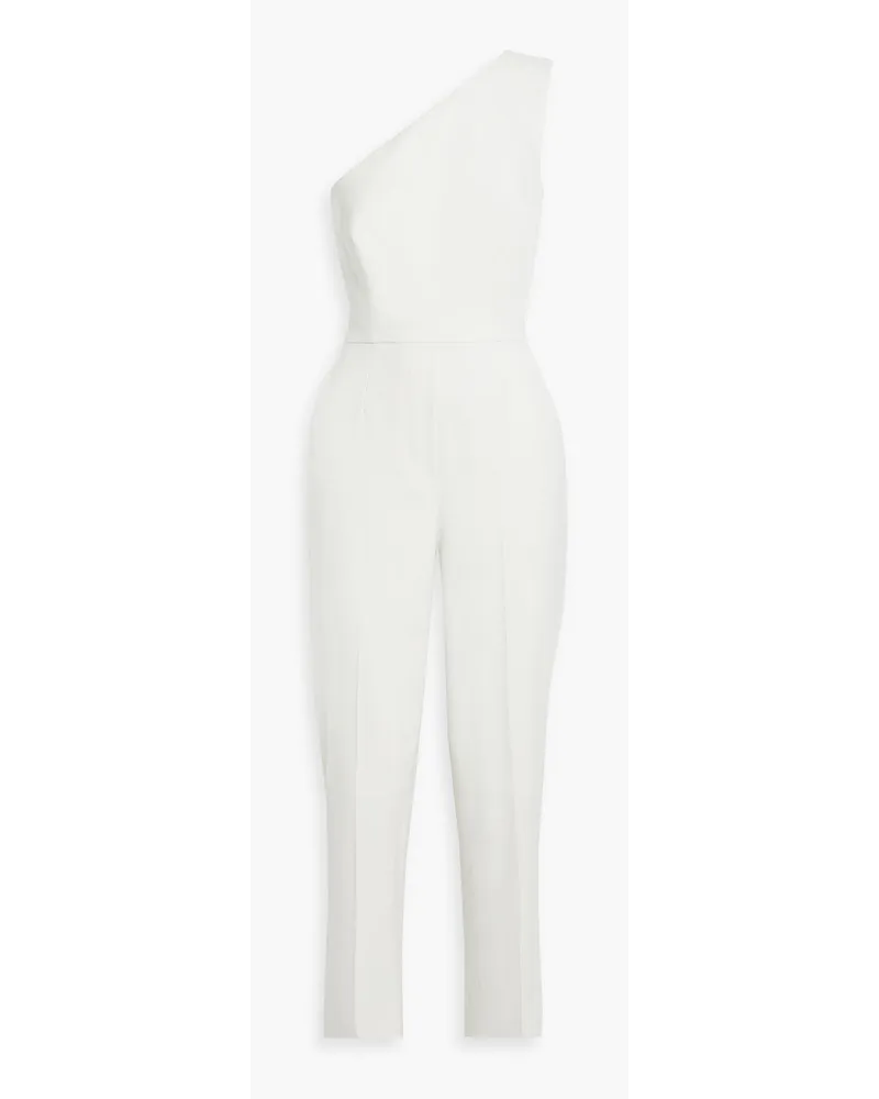 One-shoulder wool-blend twill jumpsuit - White